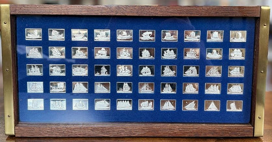 Franklin Mint "The Great Sailing Ships of History" 50 Mini-Ingot Set - Complete Collection: Franklin Mint Great Sailing Ships Sterling Silver Ingots