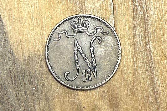 Rarer 1899 Finland 1 Penni Coin - XF/AU Condition - Only 1.5 Million Made - Prince Nicholas II Markka - Rarer Finnish Coin