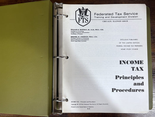 1972 Federated Tax Service Principles and Procedures Unused At-Home Course/Certification - Vintage At-Home Tax Certification Course