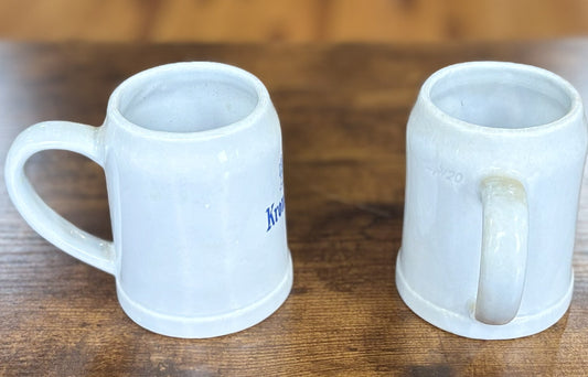 Lot of 4 Vintage Beer Mugs: 2 Würzburger Hofbräu Dimple Glass & 2 Kronenbourg Ceramic Steins