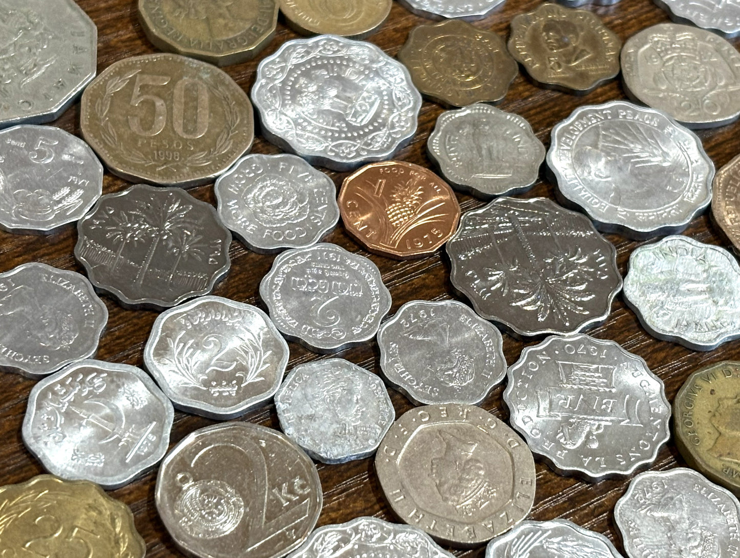 Scalloped and Multi-Sided Polygon Mystery World Coin Bundles - Lot of Mystery Coinage Unique Shaped Scalloped