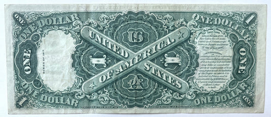 Billete de 1 dólar de 1917, curso legal, Fr#39 - Grado/condición VF (Muy Fino) - Billete de 1 dólar de gran tamaño de 1917 tipo "Horse Blanket" Fr.39