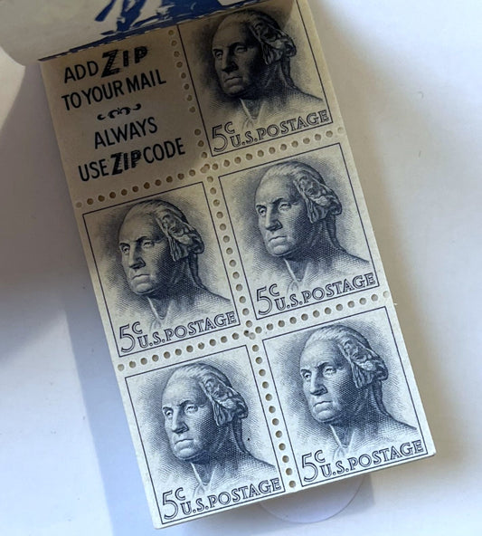 1963 Mr. Zip Washington 5 Cent Stamp Booklet - Slogan 3 - Complete Booklet - 1963 Zip Code Introduction 20 Stamp Book - Sc#BK113
