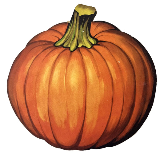Vintage Lot of 3 Dennison Autumn Pumpkins Die Cut Decorations - 4" and 8" Sizes - 1960s Dennison Fall Pumpkin Paper Decor Lot