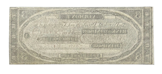 1838 Bank of Windsor 3 Dollar Vermont Obsolete Note - Faded Ink, Dated Unissued Remainder - 1838 Windsor VT Three Dollar Obsolete Banknote