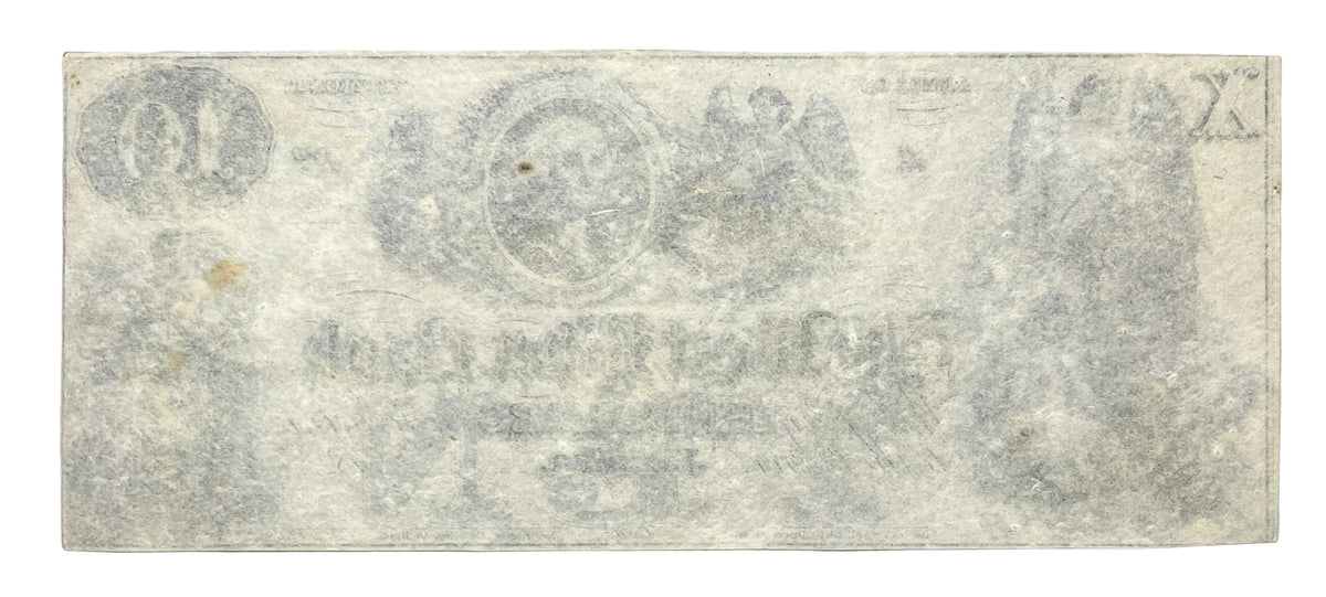 RARE 1850s West River Bank 10 Dollar Obsolete Note - Jamaica Vermont Obsolete - Unissued Remainder - 1800s Jamaica Ten Dollars Banknote