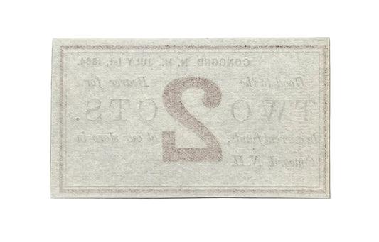 1864 Concord New Hampshire 2 Cents Merchant Scrip Note - Unissued Remainder - 1864 Morrill & Silsby Two Cent Obsolete Banknote