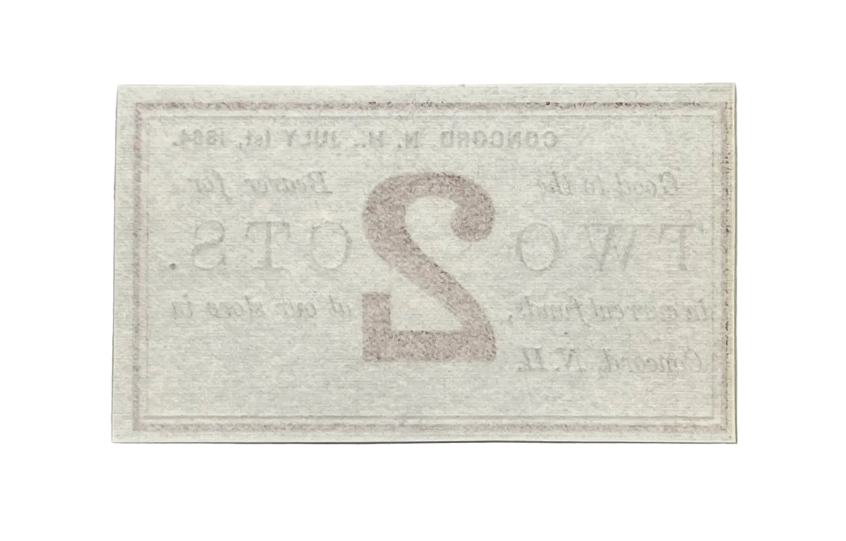 1864 Concord New Hampshire 2 Cents Merchant Scrip Note - Unissued Remainder - 1864 Morrill & Silsby Two Cent Obsolete Banknote
