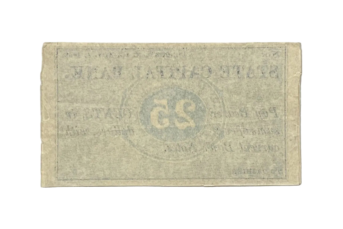 Billetes mercantiles de 25 centavos del State Capital Bank de 1862 - Remanente no emitido - Obsoleto de New Hampshire - Billete de veinticinco centavos de Concord, NH, de 1862