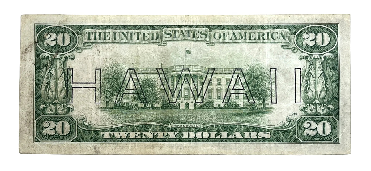 1934-A Hawaii Overprint 20 Dollar Note - Extremely Fine (XF) - WW2 Emergency Note - 1934 A US Brown Seal Twenty Dollars Note - Fr. 2305
