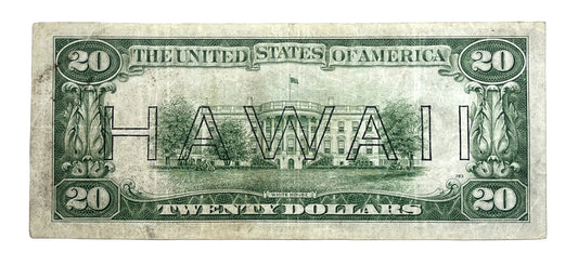 1934-A Hawaii Overprint 20 Dollar Note - Extremely Fine (XF) - WW2 Emergency Note - 1934 A US Brown Seal Twenty Dollars Note - Fr. 2305