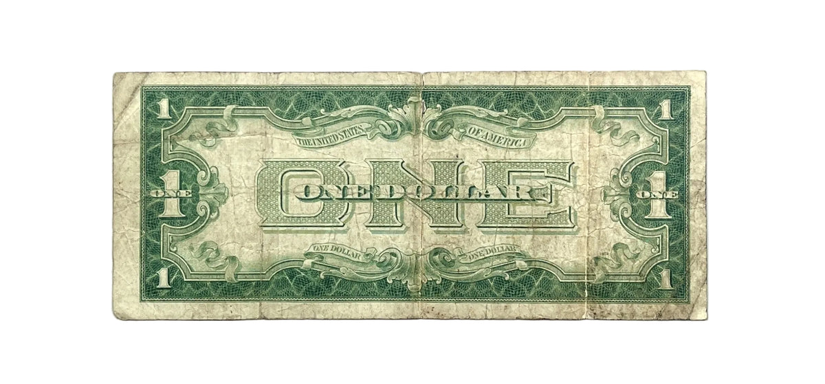 Billete de un dólar de plata de 1928-A - Número de serie bajo - Billete "Funny Back", bloque A-B - Certificado de plata de un dólar de 1928A - Fr#1601