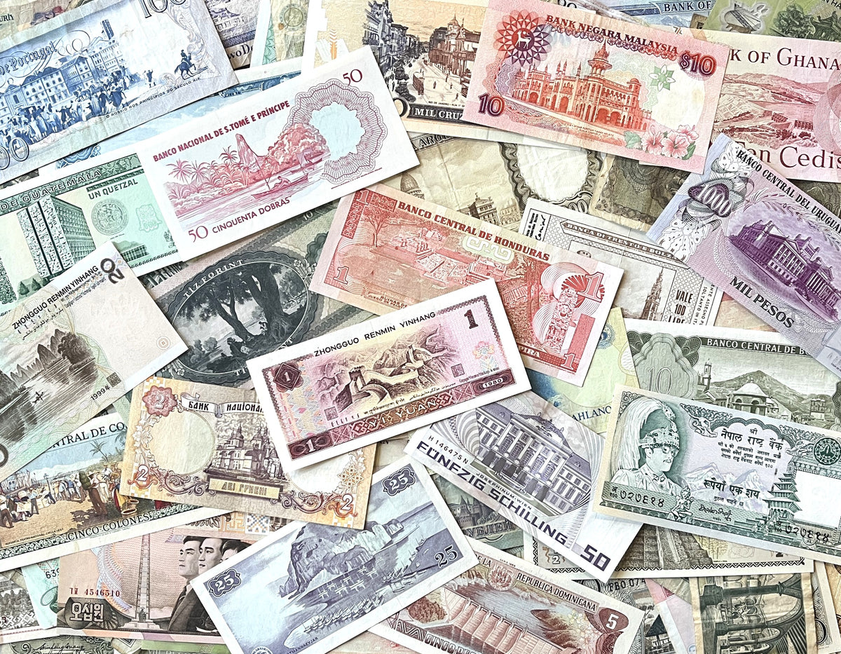 World Traveler Mystery Global Paper Currency Bundles - Famous Landscapes and Landmarks Mixed Global Banknote Lots
