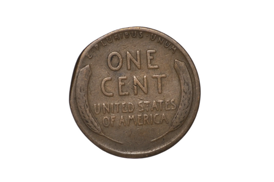 1941-D Minor Straight Clipped Planchet Error Penny - Planchet Clip Curved Lincoln Penny 1941-D