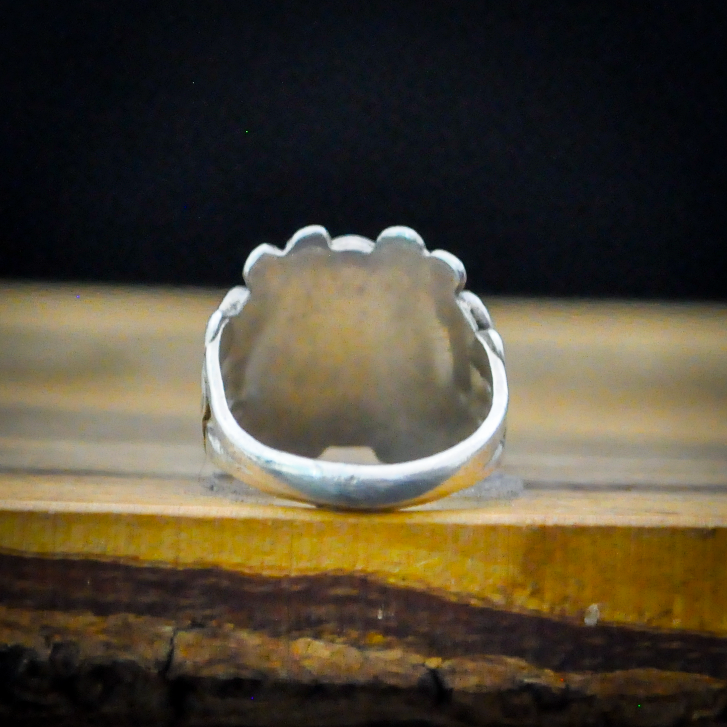 Vintage Zuni Turquoise Flower Inlay Ring Sterling Silver Size 6.5 - Native American Zuni Dishta Style Turquoise Flush Inlay Ring Size 6.5