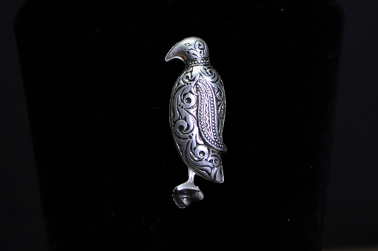 Vintage Sterling Silver Heraldic Eagle Brooch Filigree Tribal Scroll Design - Spain Bird Pin 925 Sterling Silver Openwork Figural Jewelry