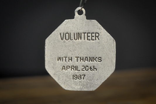 1987 Boston Marathon 91st Official Race Volunteer Medal - Volunteer Medallion 1987, 91st Boston Marathon