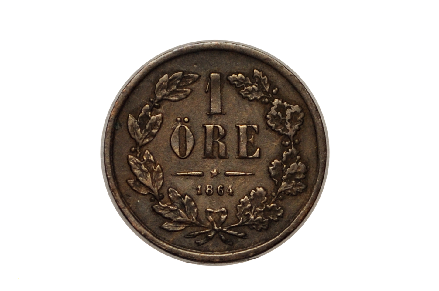 1864 Swedish 1 Ore Coin - XF+ Condition - King Carl XV - 1.848 Million Made - Great for Birthdays, Collections