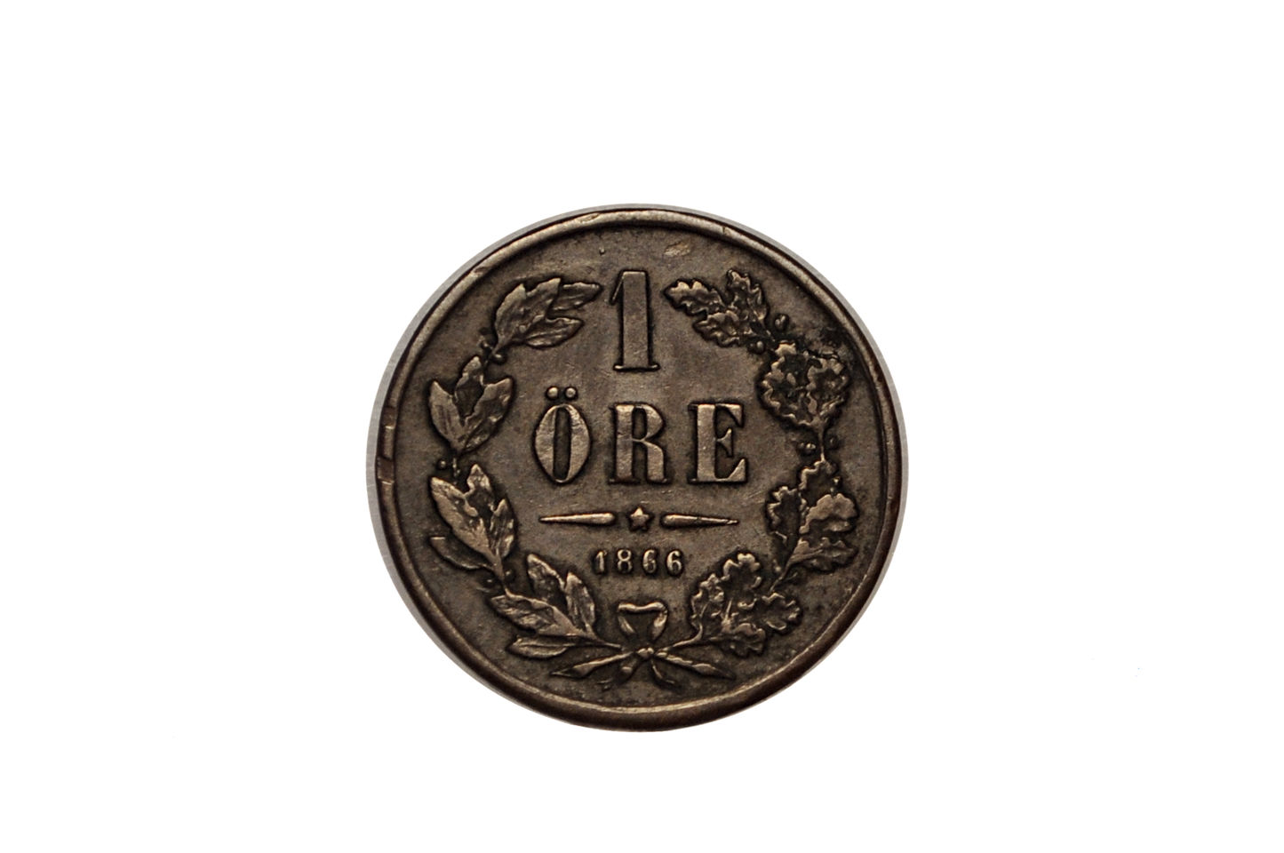 1866 Swedish 1 Ore Coin - XF Condition - King Carl XV - 327,000 Made - Great for Birthdays, Collections
