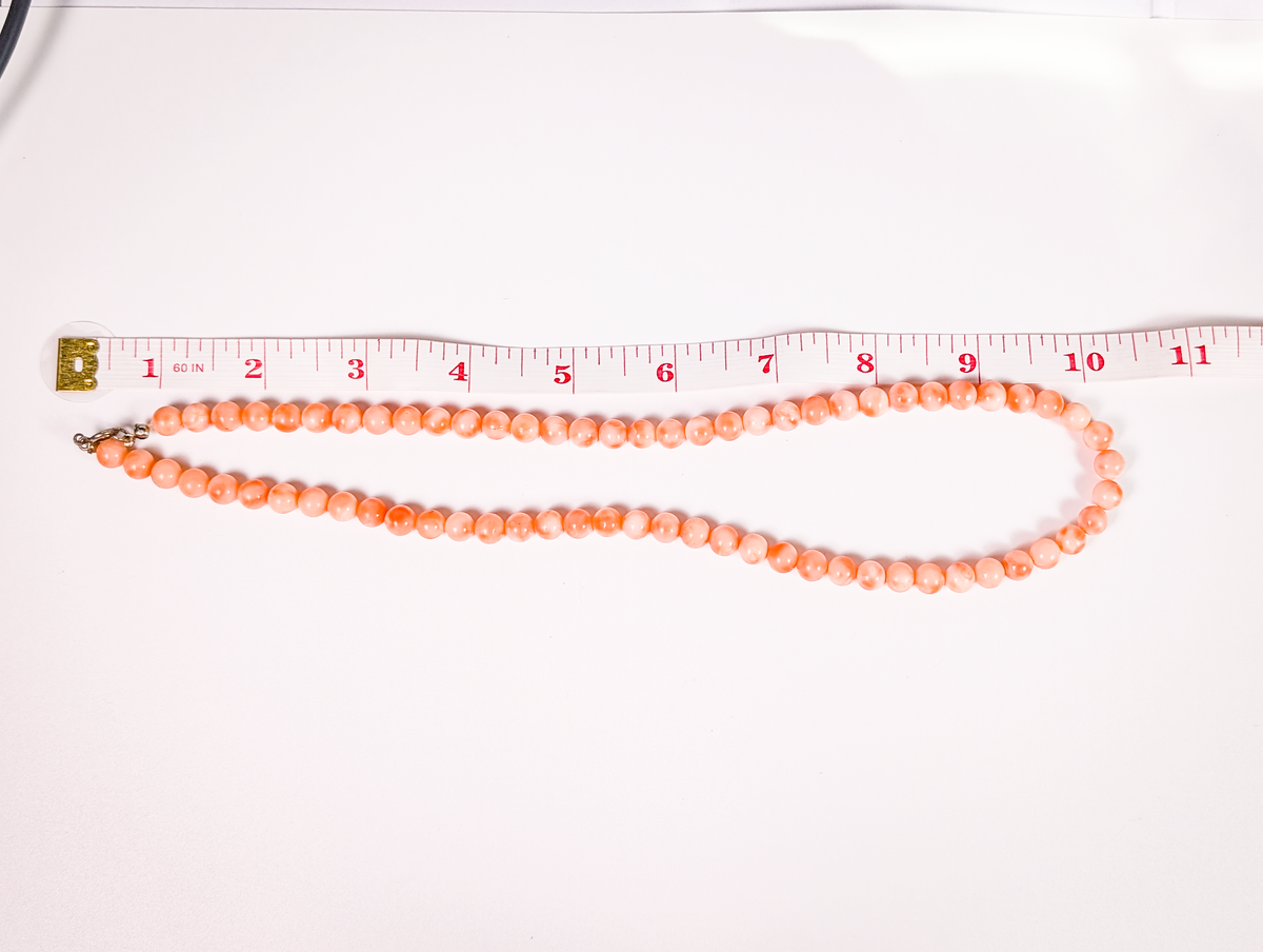 Peach Tide Polished Coral Bead Necklace - Sterling Clasp