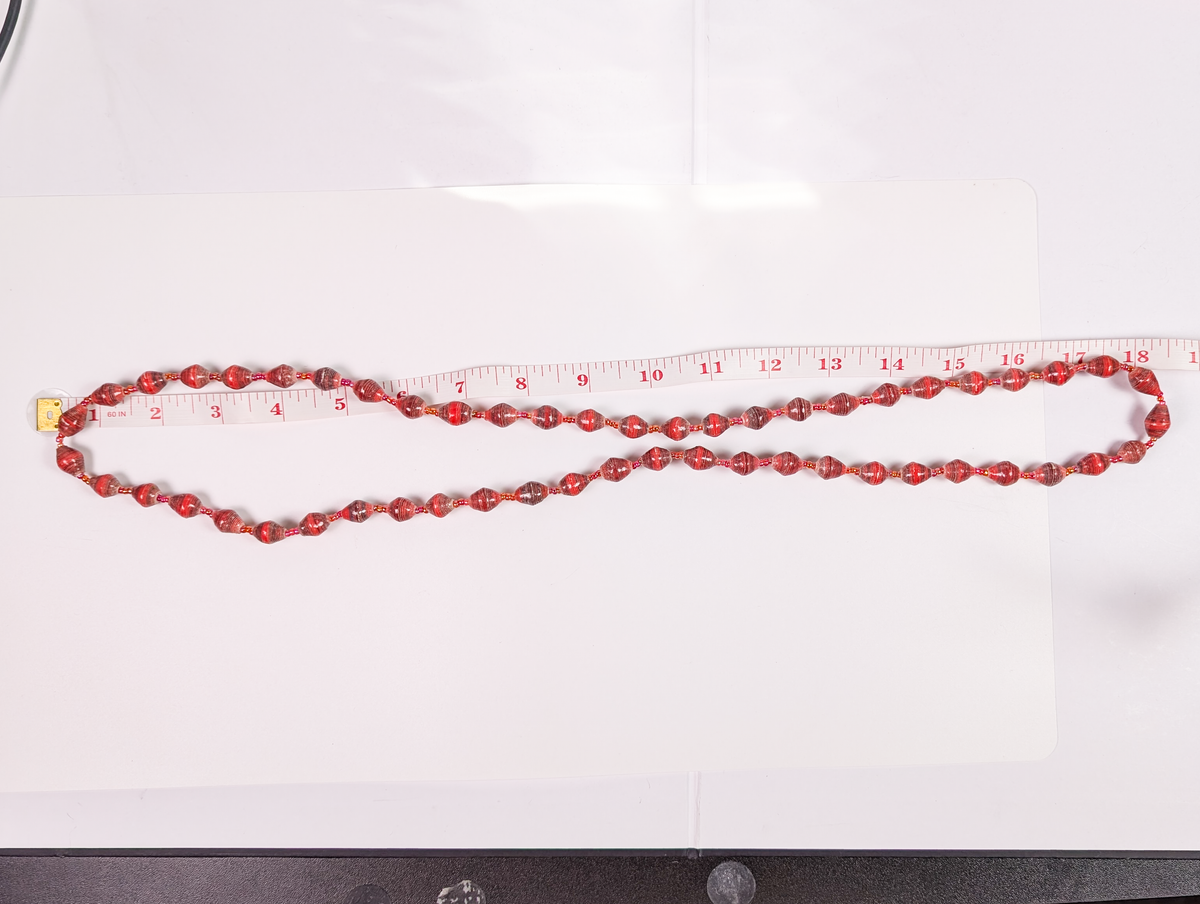 Retro Red Striped Wooden Bead Layered Necklace