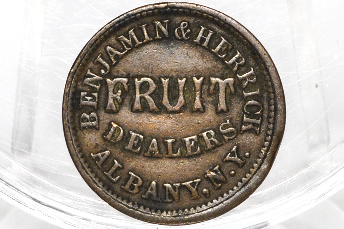 1863 Store Card Civil War Token - Fruit Dealers - Merchant CWT - Albany NY