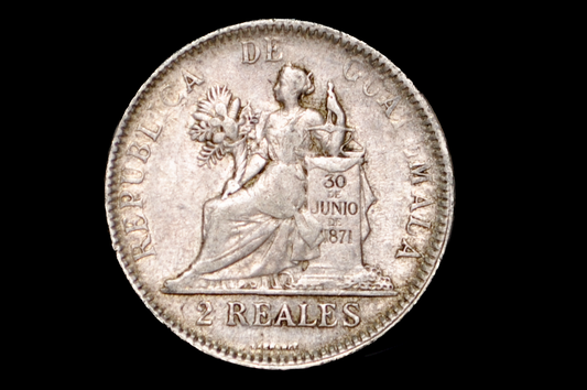 Rarer 1895 Guatemala 2 Reales - XF45 - Historic Coin Type - Republic of Guatemala Coin - Guatemala Quetzal