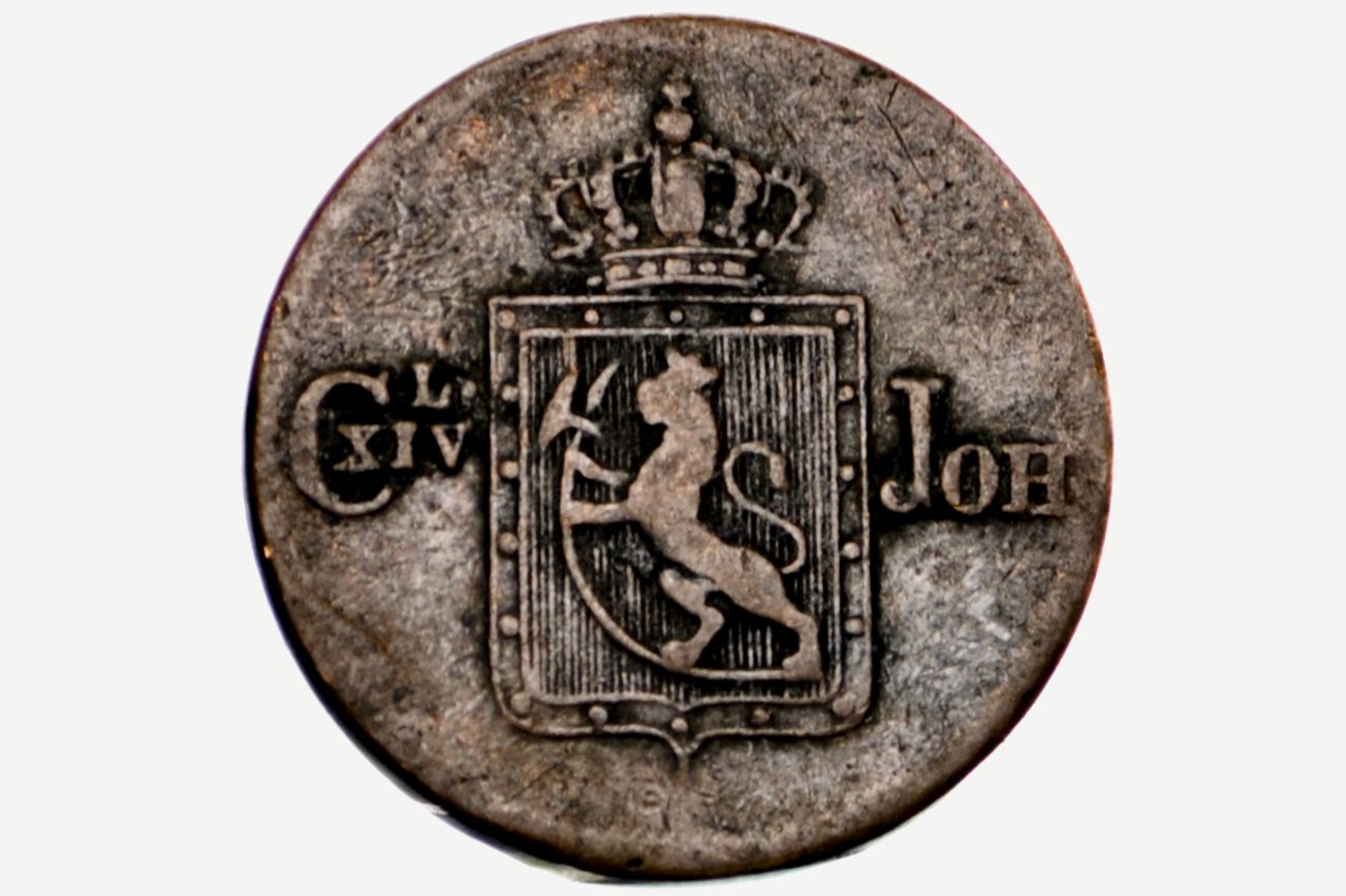 Norway 1839 1/2 Skilling Copper Coin - Norwegian Half Skilling 1839 - Rare Date, Few Made