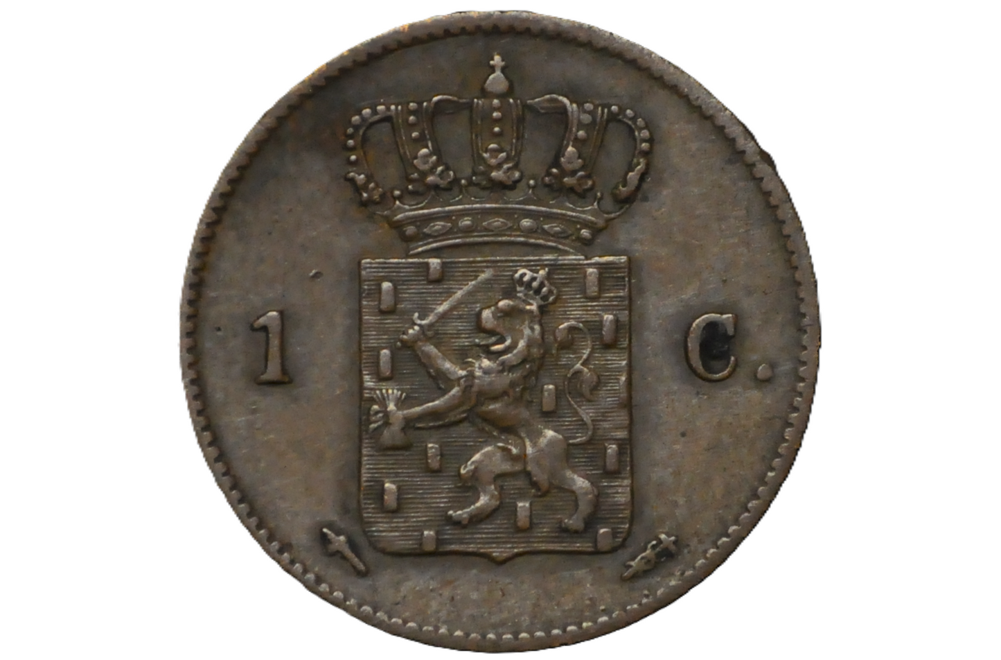 1861 Netherlands 1 Cent - XF Condition - Old Netherlands Coin, Super Cool - Late 1800s Coins - European Coins