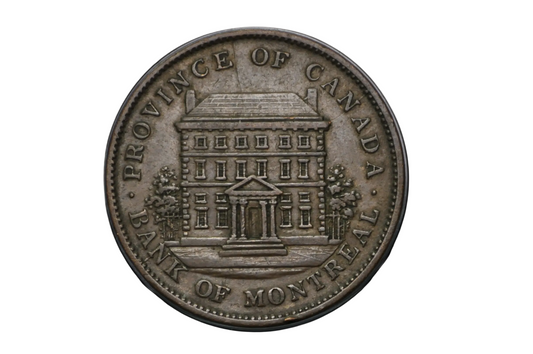 1842 Bank of Montreal Half Penny Copper Token Province of Canada - Canada 1842 Bank of Montreal 1/2 Penny Token Coin