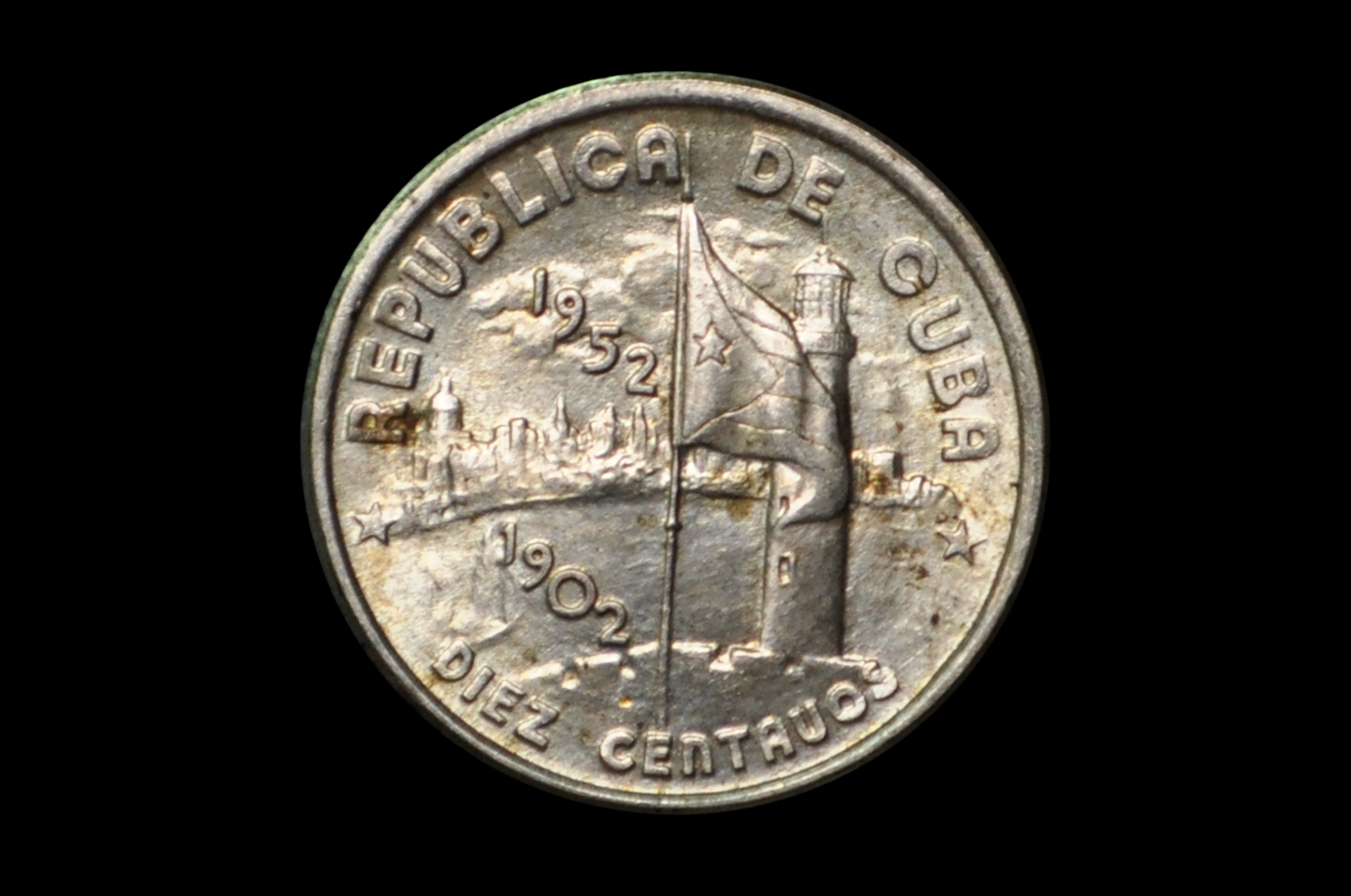 Rarer Silver 1952 Cuba Diez Centavos - Uncirculated - Cuban Coins - .900 Silver