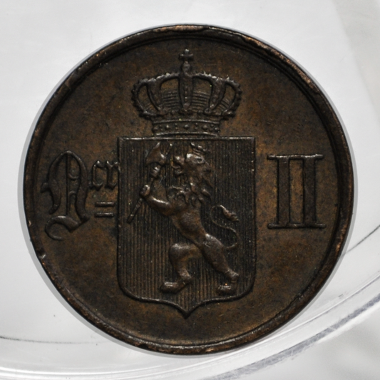 1891 Norway 1 Ore Coin - UNC Condition - Norwegian One Ore Coin 1891