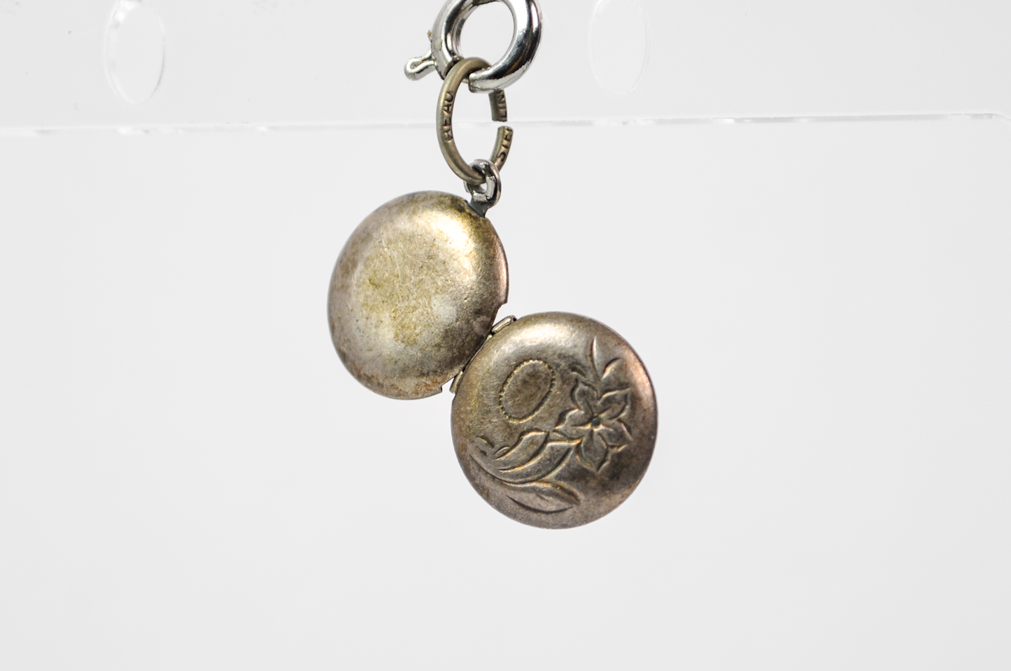 Vintage Beau Sterling Silver Floral Locket Charm - Stamped and Tested Sterling Silver - Beautiful Floral Design - Does Not Clasp