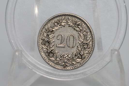 1924 Switzerland 20 Rappen - XF - 1924 Helvetica 20 Rappen - Swiss 20 Rappen 1924 - Great Coin