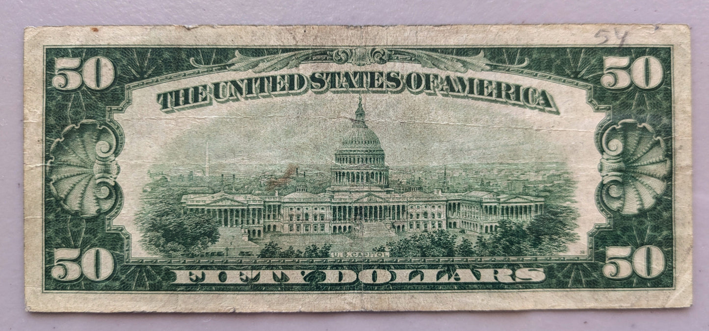 1928A Federal Reserve 50 Dollar Note - Choice Very Fine (VF+) - Minneapolis (I) Issue - LGS - 1928 A Fifty Dollar Federal Reserve MN Note - Fr.2101-I