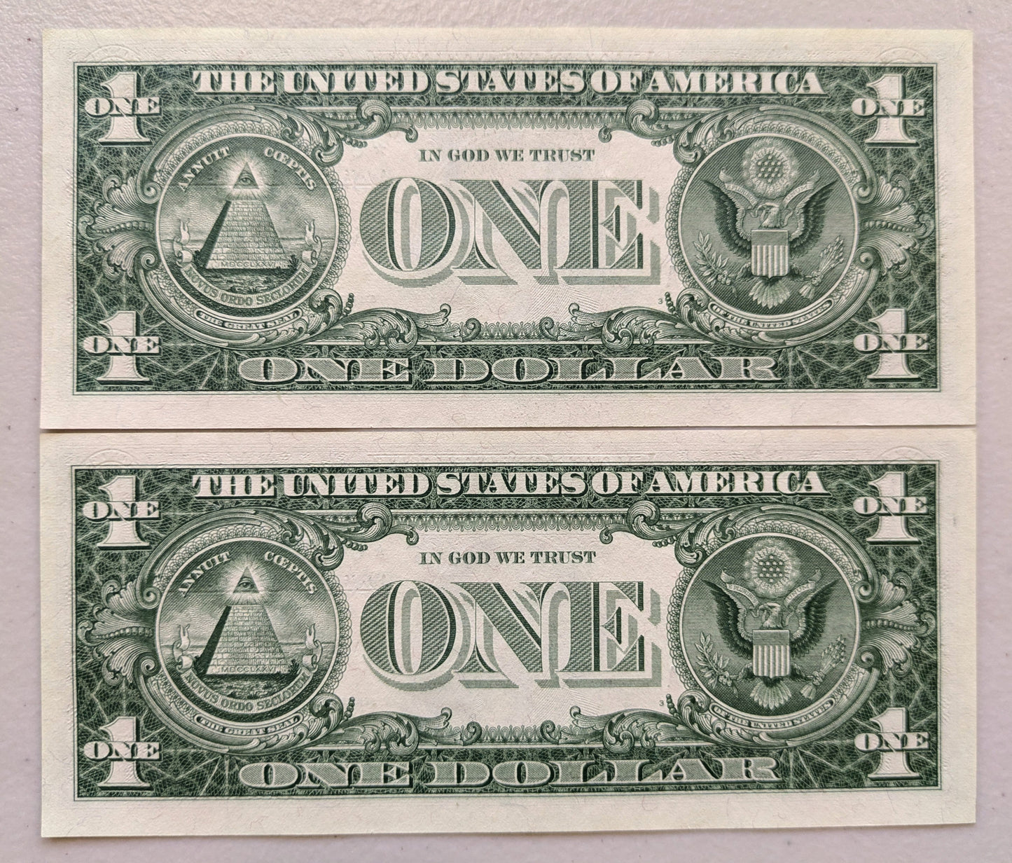 1957 Silver Certificate 1 Dollar Star Note Consecutive Pair - Uncirculated (UNC) Grade - 1957 Blue Seal Star Note Sequential Set - Fr#1619*