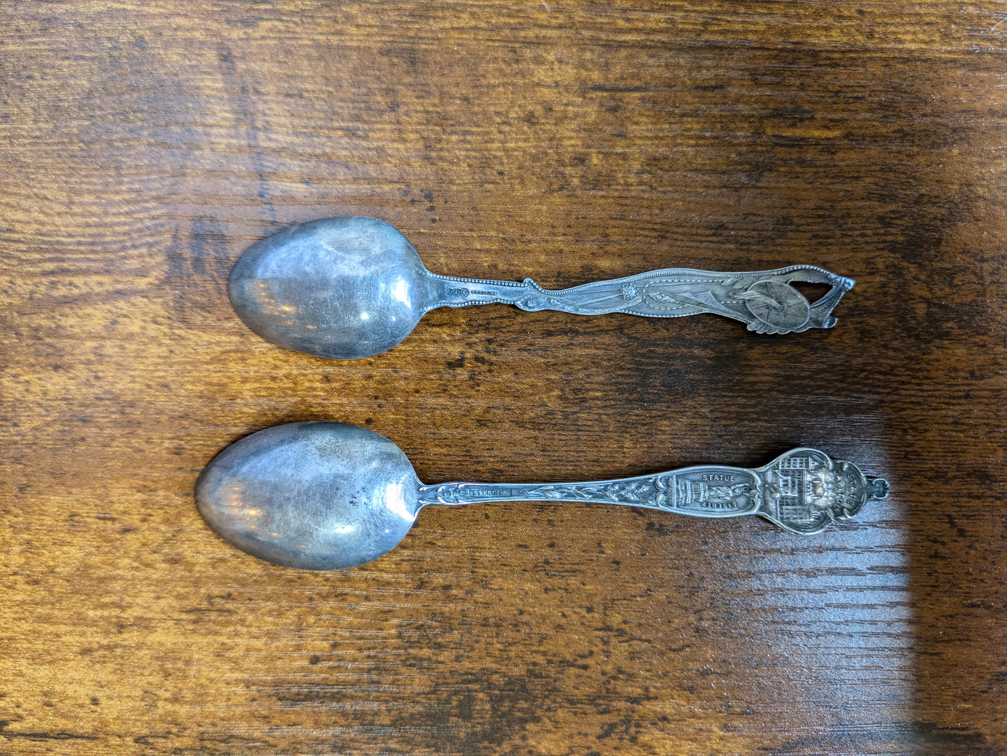 Sets of USA & Canada Silver Attraction Spoons - Silverplated & Sterling - United States of America & Canadian Attraction Spoons - Niagara Falls, Empire State Building, Hoover Dam, & More