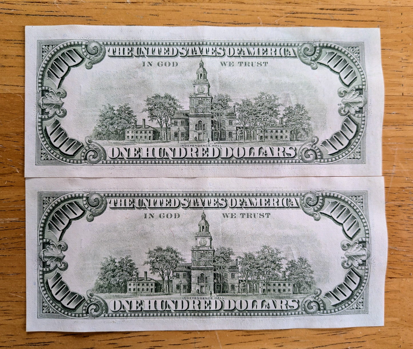 Pair of 1985 100 Dollar Federal Reserve Notes - Consecutive Serial Numbers - 1985 One Hundred Dollars Consecutive Set of 2 - Fr#2171-A