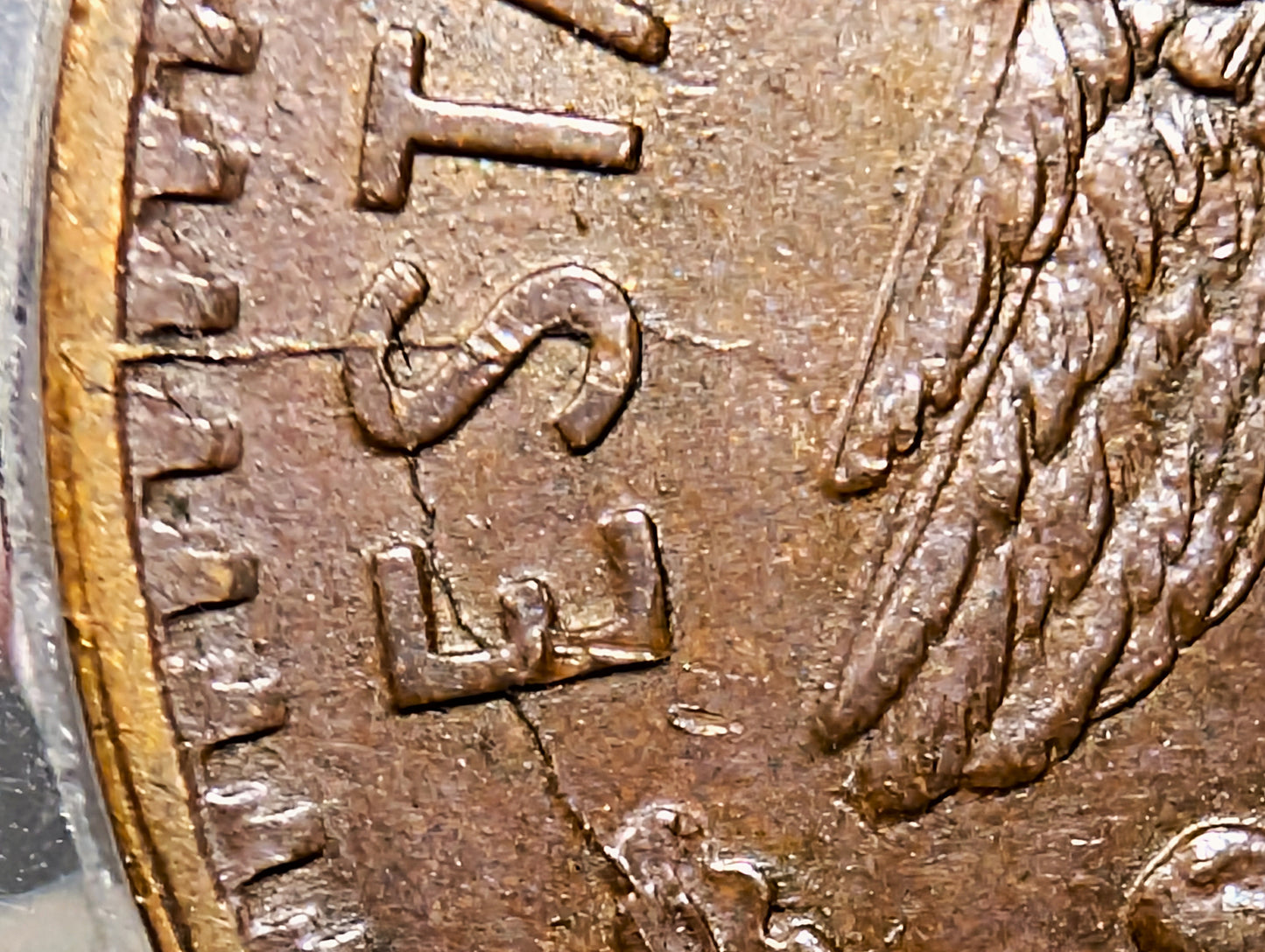 1921 Mexico 10 Centavos with Die Cracks Die Blob and Rim Doubling High AU Large Copper