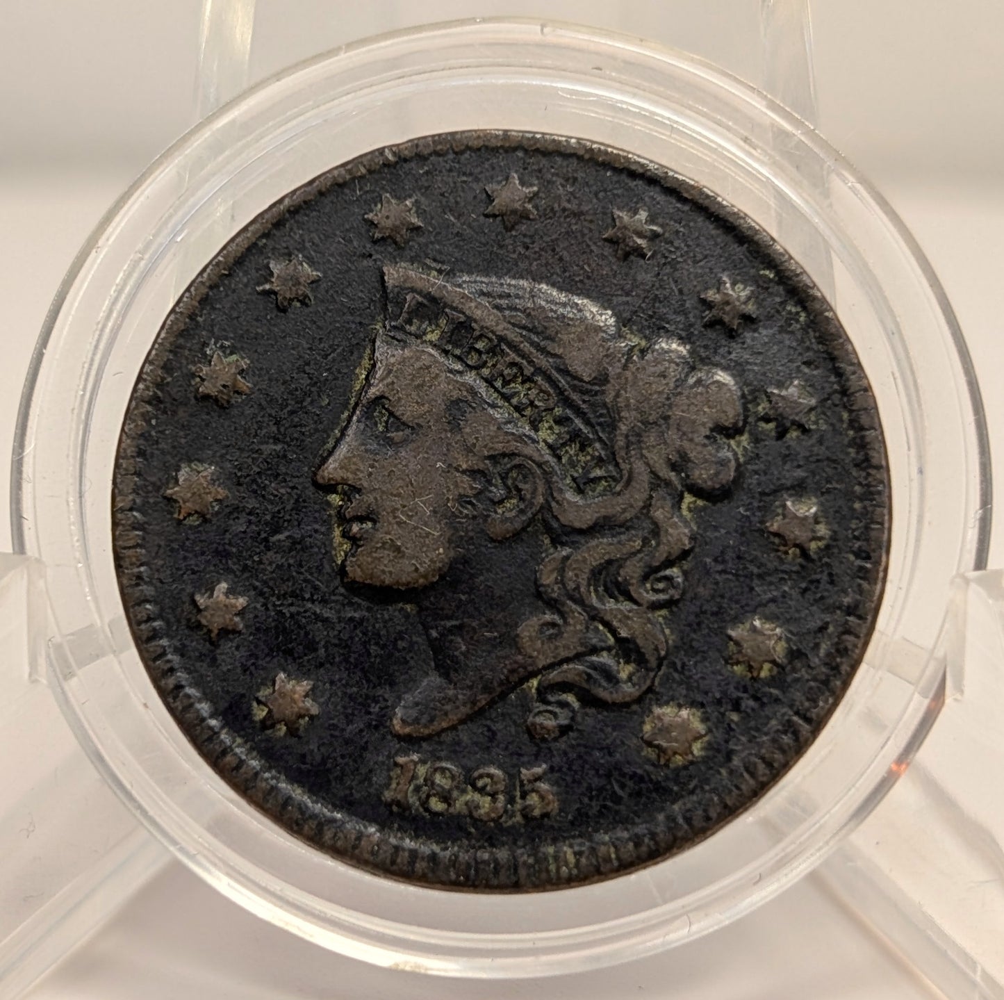 1835 U.S. Matron Head Large Cent "Head of 1836" Variety Fine Details Condition Corrosion