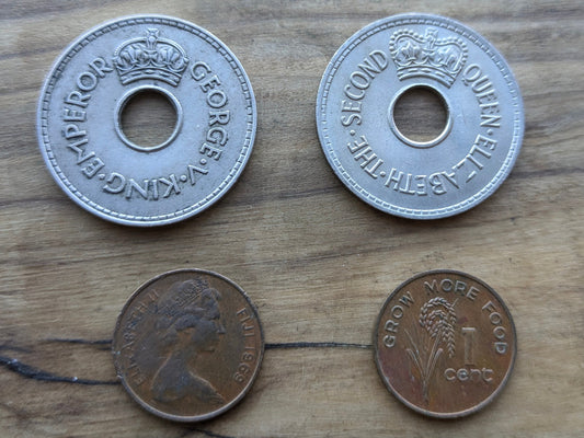 Fiji 1 Cent Coins - UK Issue One Penny Fiji Coins - 30s, 40s, 60s, 70s - Choose by Date - Coins from Fiji -