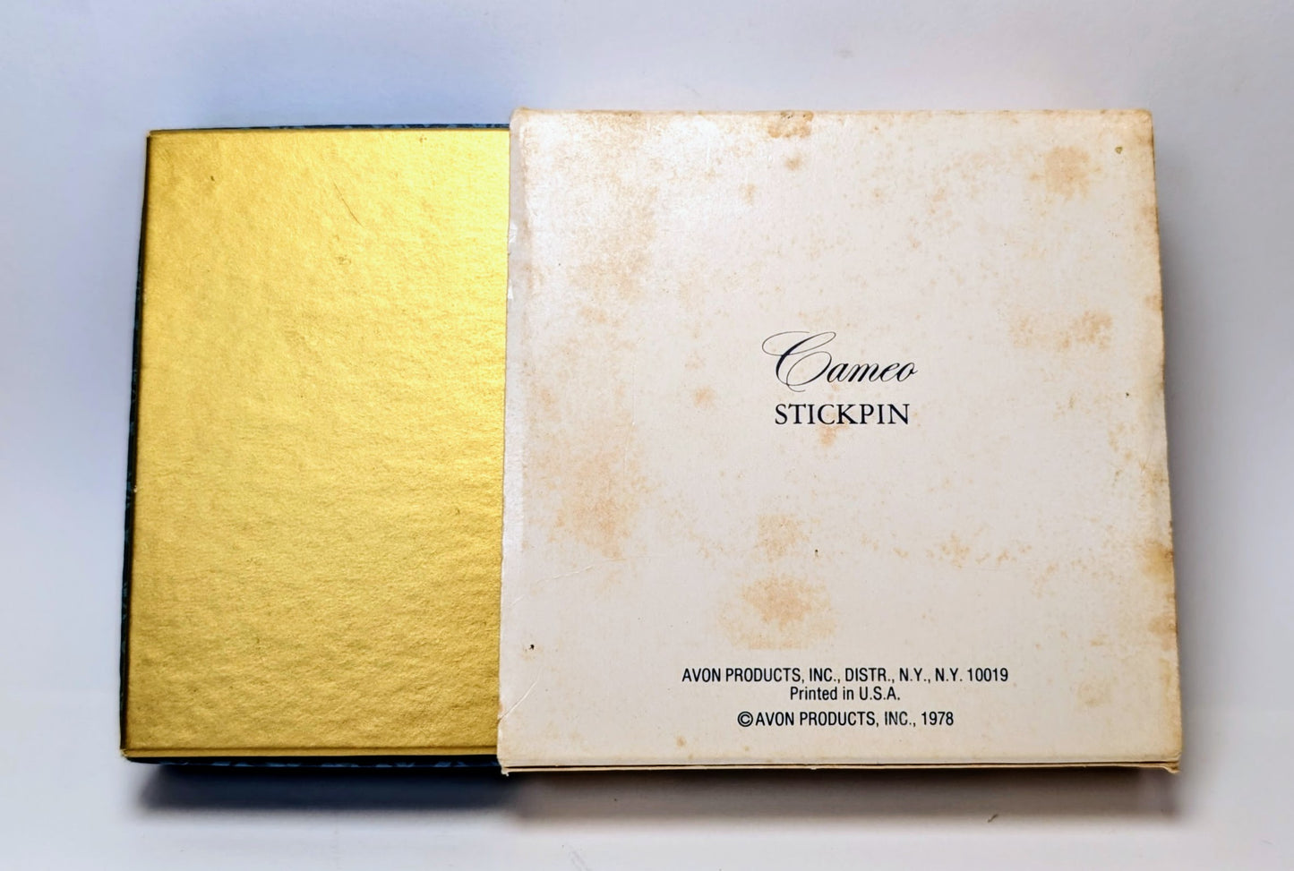 Elegant 1978 Avon Faux Cameo Stick Pin - Choice With or Without Original Box - Vintage 1970s Avon Goldtone Cameo Hat Stick Pin