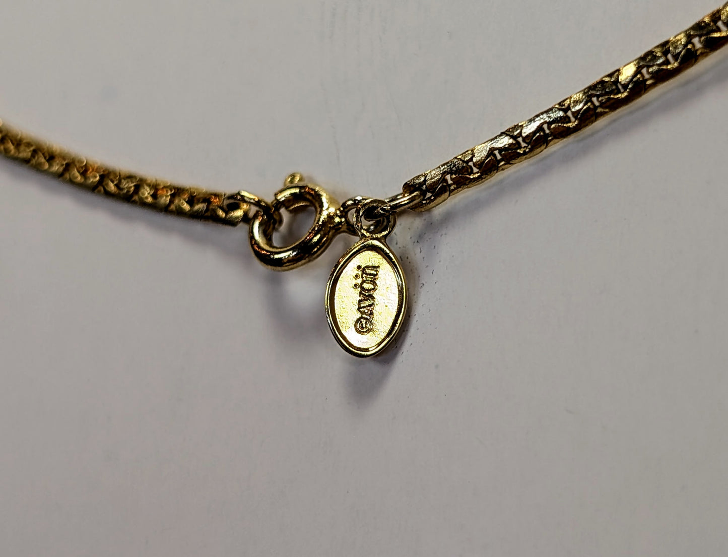 Coquette Avon Gold Toned Bow Baguette Chain Dainty Choker Necklace - 16.5" Length - Vintage 1979 Avon Dainty Gold Bow Minimalist Choker