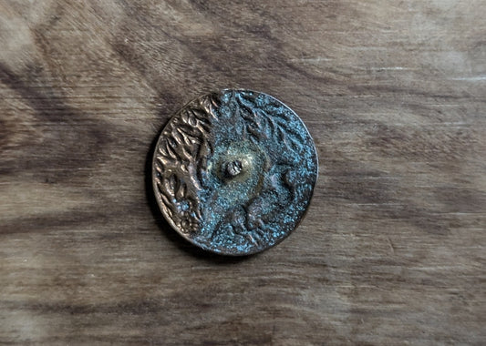 Antique Brass Button Floral and Bird Decorative Accents - Vintage Decorative Art Button Nature Birds and Shrubbery