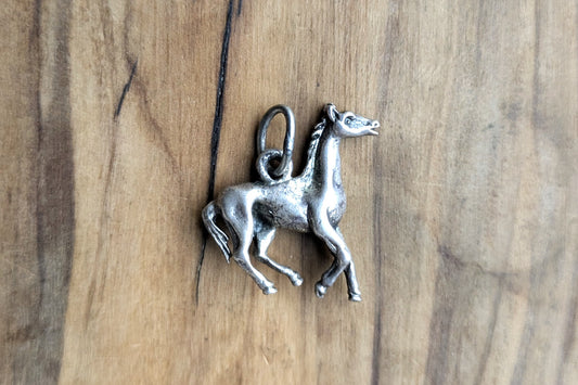 Sterling Silver Galloping Horse Charm - Stamped and Tested Sterling Silver - Bronco Charm - Beau Sterling