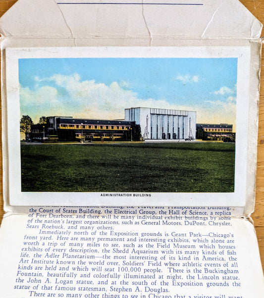 1933 Chicago World's Fair Century of Progress Souvenir Booklet - Unposted/Blank - Vintage Chicago World's Fair Postcard Photo Folder