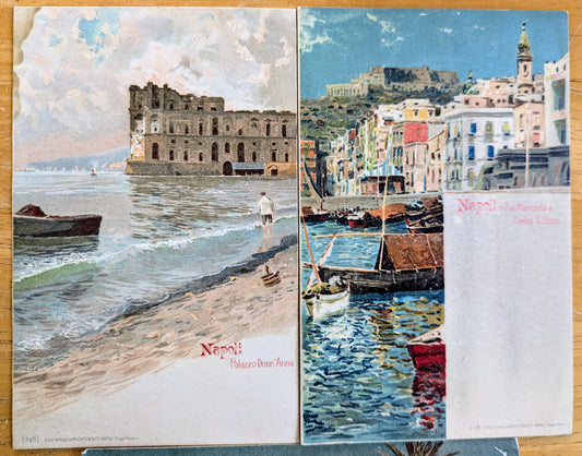 Lot of 3 1900s Napoli Italy Artist Scenes Postcards - Unposted/Blank - Pre-1907 Richter & Co. Naples Italian Painting Postcard