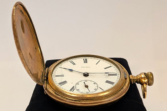 Vintage Gold Filled AWC Co Decimal Face Cashier Pocket Watch - Analog Watch - 15 Jewels - Manual Wind Up - For Repair or Parts - Not Working!