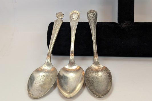 Set of 3 Vintage Silent Movie Star Spoons - Mary Pickford, Thomas Meighan, Charlie McCarthy - 1930s - Talkies