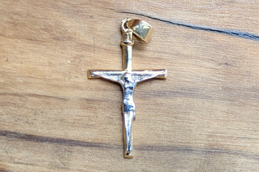 Dainty 14K Gold Jesus Crucifix Pendant - Stamped and Tested 10K Gold - Very Small Pendant